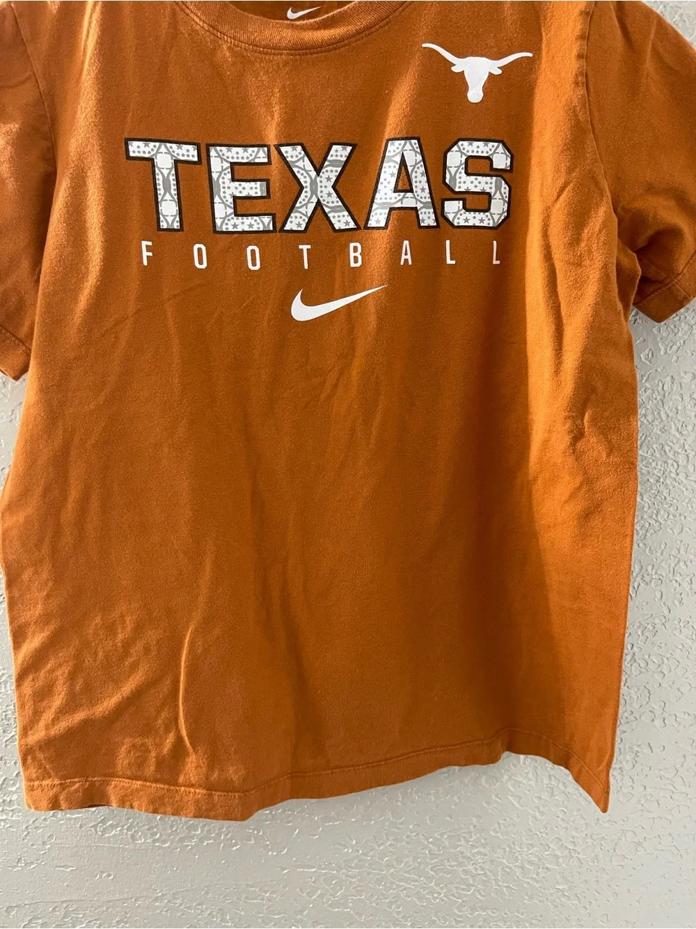 Nike Kids Texas Football Tee in Burnt Orange with White Logo Large